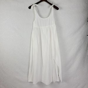 American Eagle Womens Dress Sz XXS White Tie Sleeve Slit Midi Scoop Neck Summer